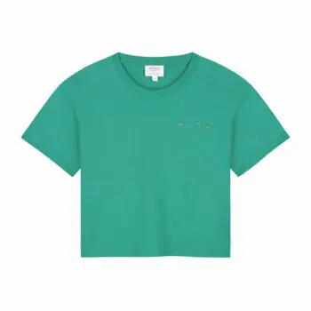 women green crop, with embroidered bees