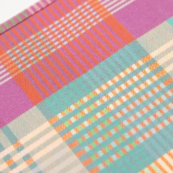 Foekje Fleur Odds & Ends Wild Weave tea towel #127B made from recycled cotton with colorful woven stripes in warm earthy tones.
