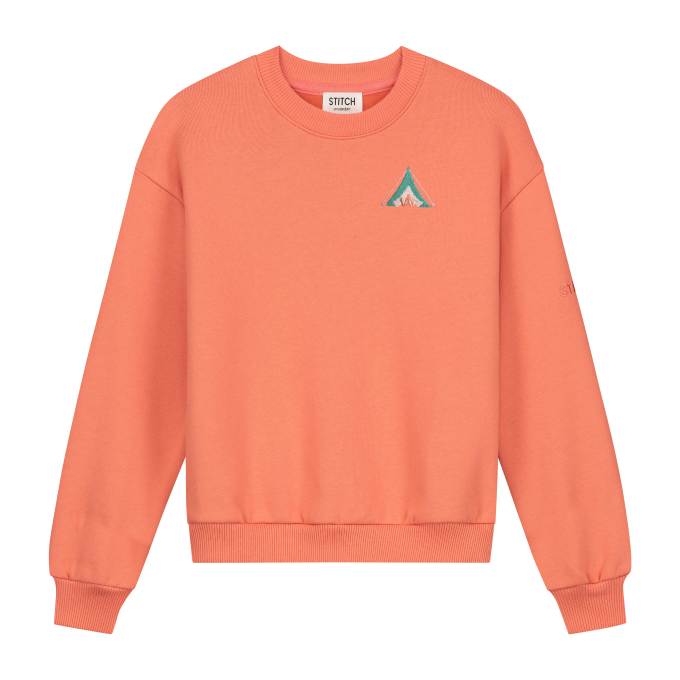 high quality organic cotton sweater, romantic camping design. Made by Stitch Amsterdam